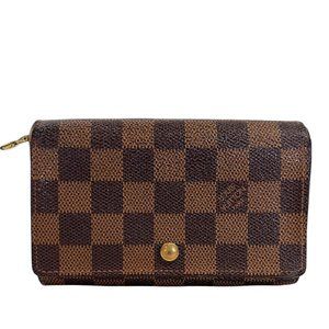 Authentic Louis Vuitton Wallet Porte Monnaie Billets Tresor Bifold Brown Damier